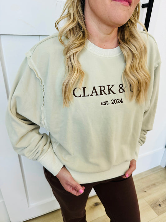 Embroidered Clark & Co Pullover