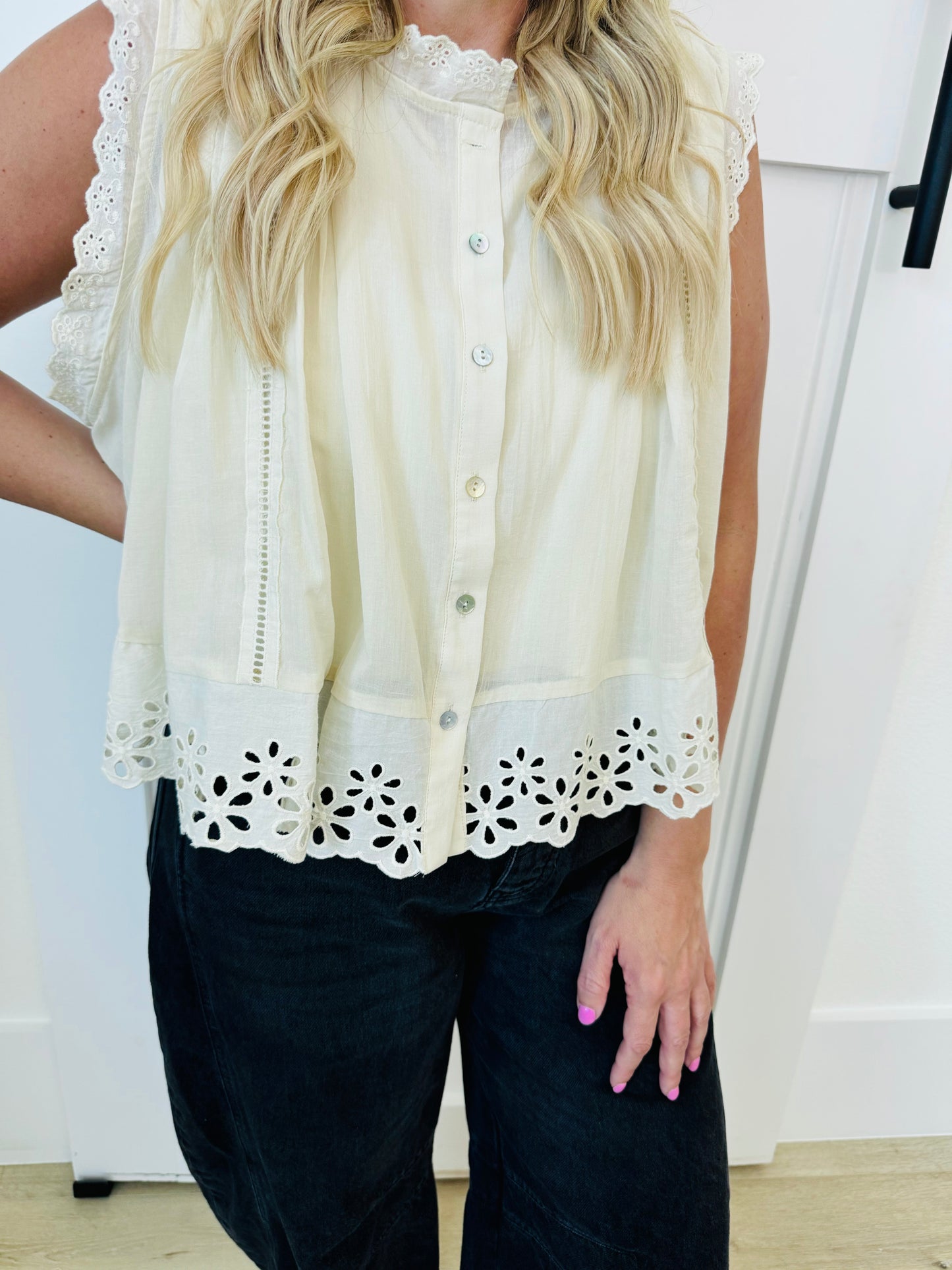 Flower Eyelet Blouse