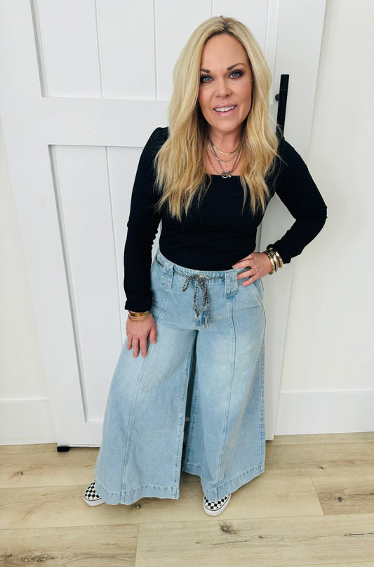 Wide Leg Denim Jeans