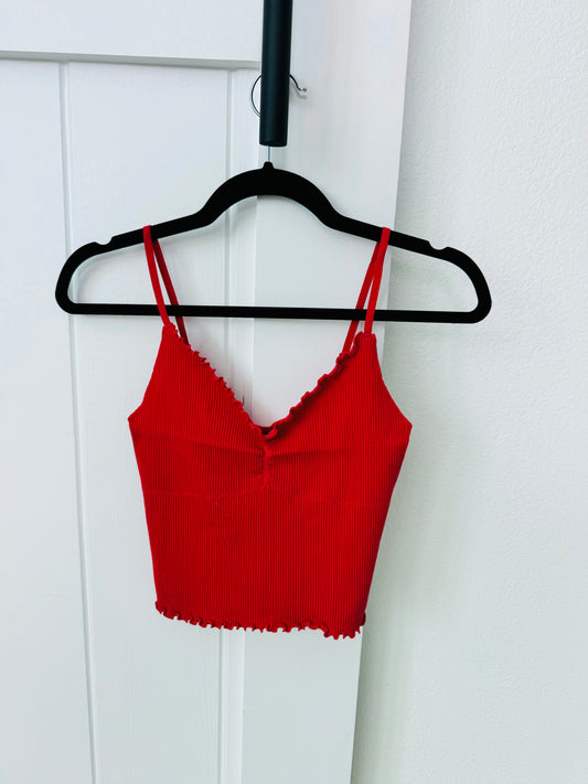 Ribbed Cami-RED